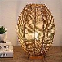 Boho Side Table Lamp, Woven Coastal Lamp