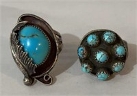Vintage sterling silver turquoise rings