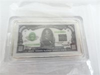 Silver PLATED 1oz Bar - $1000 note design