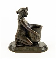 Bronze Egyptian Lady Figural Matchstick Holder