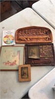 Misc lot of wood and ceramic religious wall