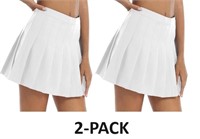 2-PK Women High Waisted Pleated Skirt-SMALL