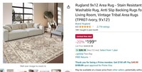 $250  Rugland 9x12 Area Rug - Stain Resistant Wash