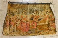 Antique Tapestry on Metal Rod.