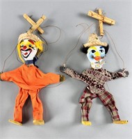 Two Vintage Clown Marionettes