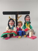 Three Hand Crafted Vintage Marionettes
