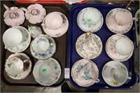 2 TRAYS CUPS AND SAUCERS, TUSCAN AND ADDERLY