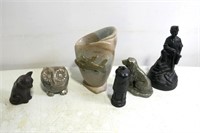 Stoneware, Coal & Metal Figurines