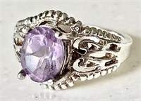 Sterling silver ring with purple stone