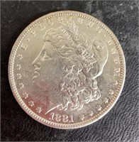 1881 Morgan silver dollar