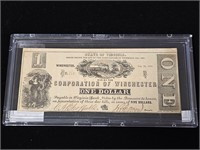 1861 Corporation of Winchester $1 Note