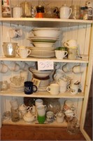 CUPBOARD CONTENTS ONLY, GLASSWARE, PLATES, MISC