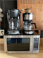 Microwave and coffee pots