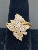 Ladies 14KP YG Diamond Cluster Ring.