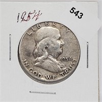 1954 90% Silver Franklin Half $1 Dollar