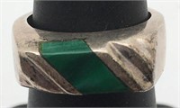 Mexico Sterling Silver Ring W Malachite Stone
