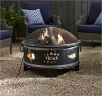 30x24 Steel Wood Burning Fire Pit w/ Texas Decals
