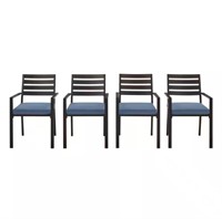 Set of 4, Patio Dining Chair w/ Sky Blue Cushion