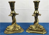 Brass 3 Dolphin Fish Candle Holders [x2]