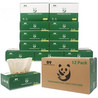 QingYa Premium Bamboo Facial Tissues Box - 12 Boxe