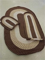 New Alcove stripe braided rug set, 3-piece,