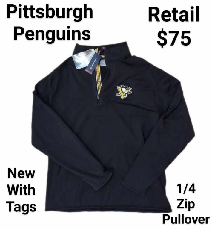 NEW Men's Small Penguins 1/4 Zip Pullover $75