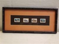 Framed stamps from St. Lucia, 8" X 18"