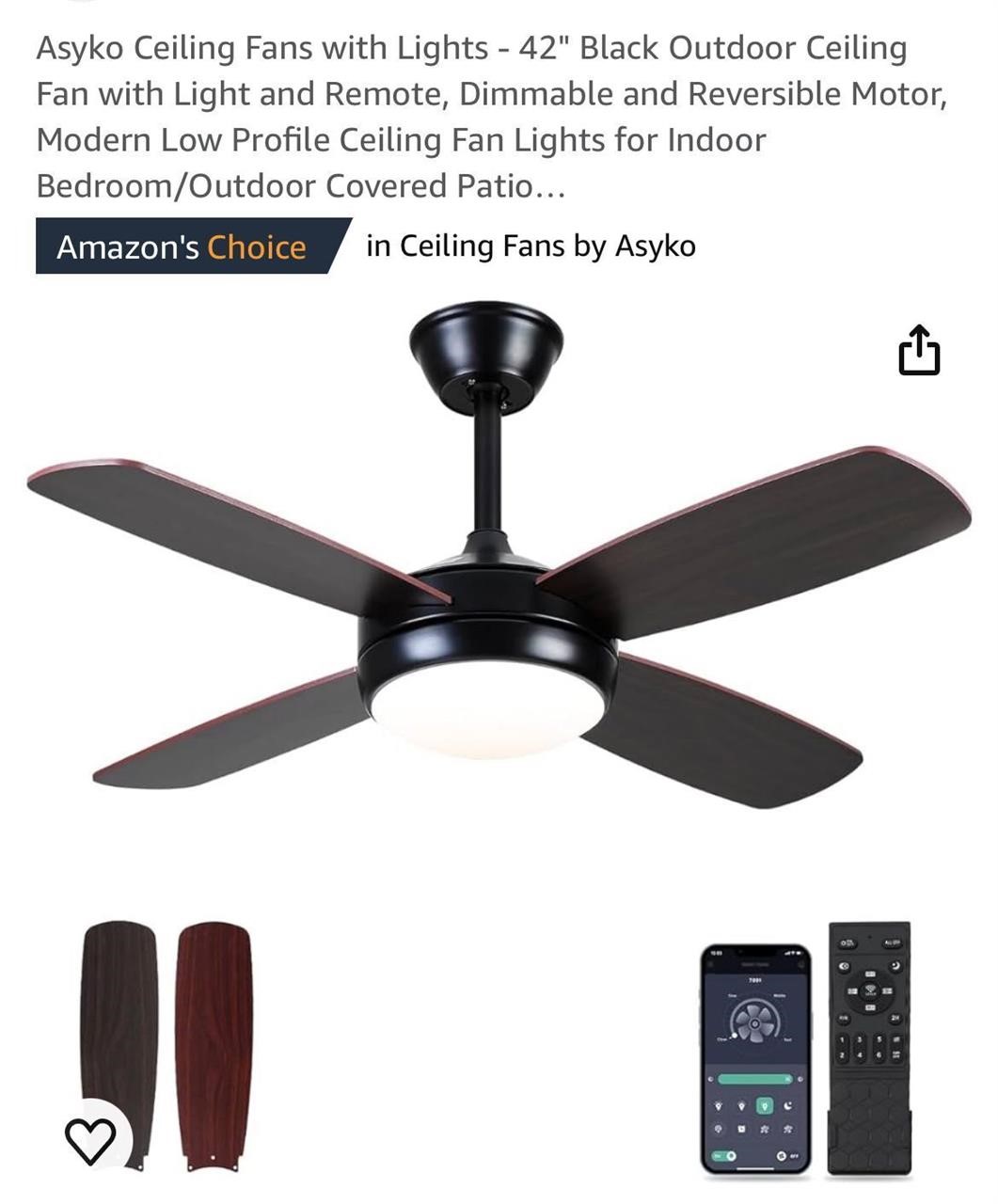 Asyko Ceiling Fans with Lights - 42"