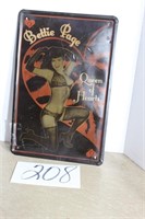 BETTIE PAGE TIN SIGN 12X8 REPOP