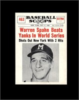 1961 Nu Card Scoops #463 Warren Spahn NRMT+