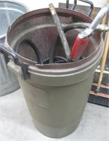 Large Trash Can Full Of Hoses & More