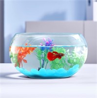 LAQUAL 1 Gallon Glass Fish Bowl with Decor