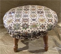 Vintage padded fabric wooden footstool with