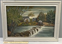 Creek in Landscape Oil Painting on Board