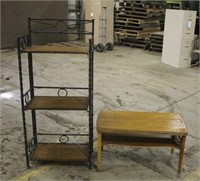 Wrought Iron Shelf & Vintage Coffee Table, Approx