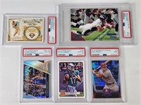5) PSA GRADED CARDS - TROUT, HALLADAY, ELWAY