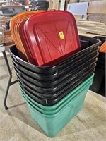 (9) Plastic Totes with Lids