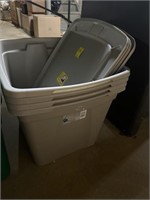 (4) Grey Plastic Totes with Lids