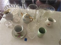 misc dishes, bowls, candel holder, vases