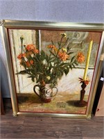 Painting Signed Lacy Floral Still Life