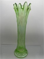 Vintage green iridescent vase