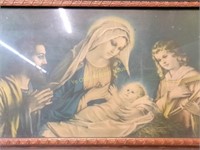 Fabulous Religious Lithograph in Oak Frame