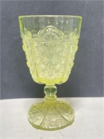 Uranium Pressed Glass Goblet 6 " T