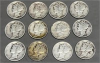 12 - Silver Dimes 1935-1945
