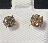 $3500 14K  Diamond (1.18Ct,Si,Fancy Brown) Earring