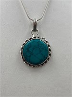 Turquoise Necklace 925 Sterling Silver