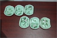 Set of 6 Small Chinese or Asian Celadon Dishes