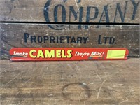 Original Camels Tin Shelf Advertsing Sign