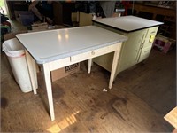 Enameled Top Table and Cabinet