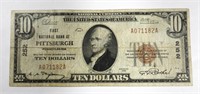 1929 $10 NATIONAL CURRENCY PITTSBURGH